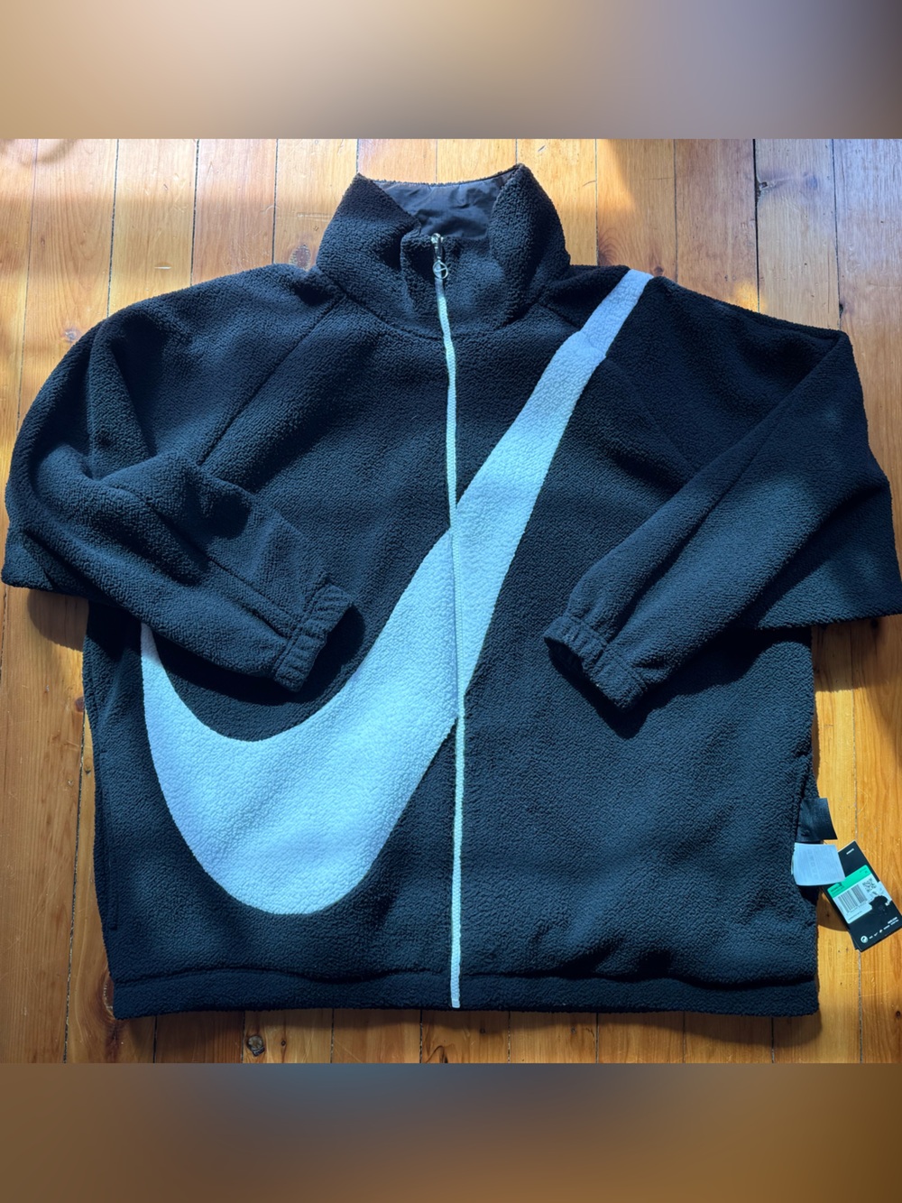 Nike Big Swoosh Sherpa Jacket Reversible Nylon Size XL